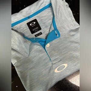 Men’s Large Oakley Polo Shirt Blue Golf Performance Regular Fit Logo Resort S/S